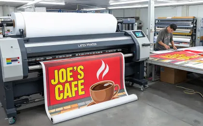 Wide format printer producing storefront graphics