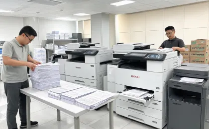 In plant print room with office and production equipment