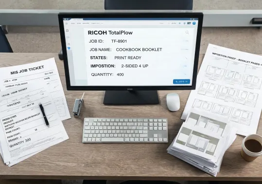 Print workflow board connecting MIS to Ricoh TotalFlow