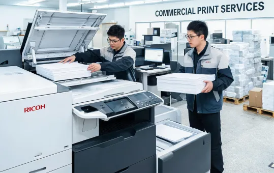 Commercial print service bureau with Ricoh digital press